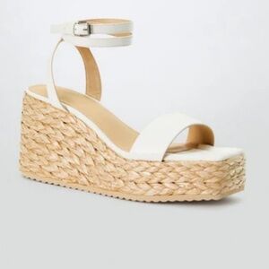 Shoe Dazzle White Wedge Sandals